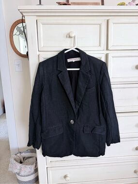 Free People Black Relaxed Single-Button Blazer